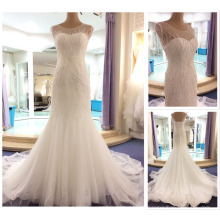 Ver a través de corsé completo de cristal largo por encargo formal vestidos de novia Design Robe De Mariee sirena vestidos de novia 2016 P1002-1